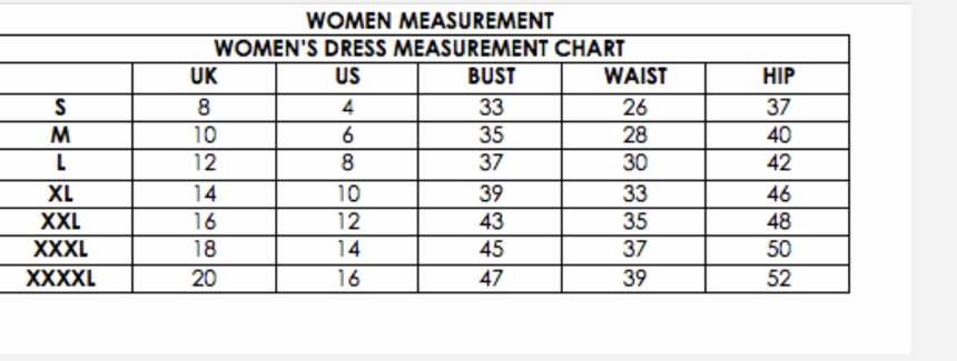 Xlt Size Chart